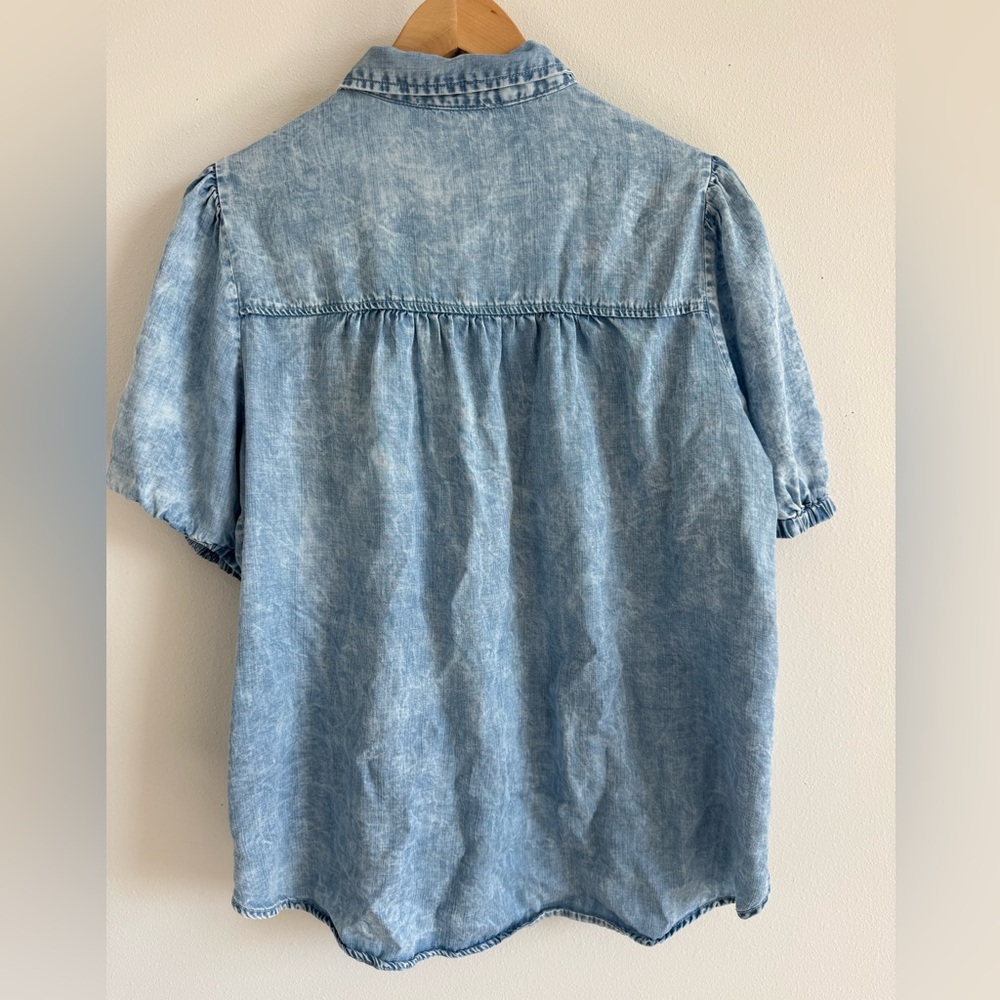 Women's Light Blue Denim Blouse - Picture 4 of 5
